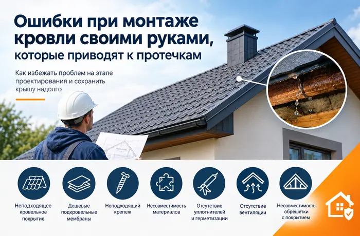 Ошибки при устройстве кровли, которые приводят к&nbsp;протечкам